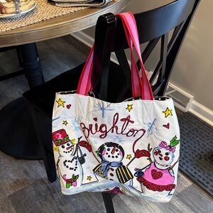 Brighton Festive Snowman Tote - Red and White
